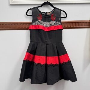 Elegant Black and Red embroidery dress